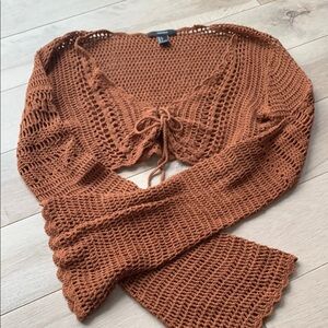 Forever 21 Rust Crochet Knit Cardigan